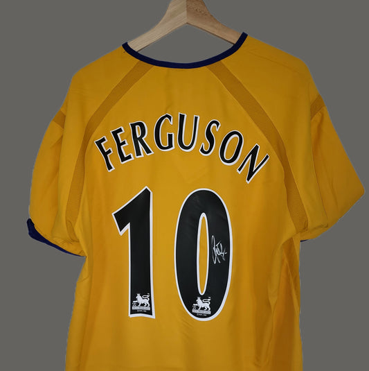 Duncan Ferguson Hand Everton Away 2003/04 Shirt with COA