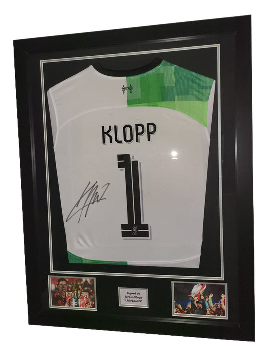 Jurgen Klopp Hand Signed Liverpool Away 2023/24 Framed Shirt with COA and LFC numbers