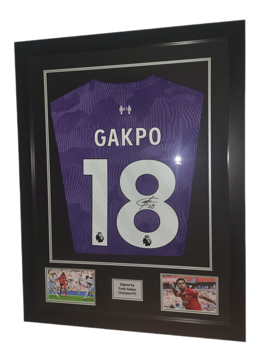 Cody Gakpo Hand Signed Liverpool FC 3rd 2023/2024 Framed Shirt with COA