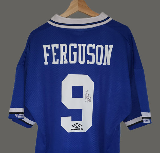 Duncan Ferguson Hand Everton Home 1994/1995 Shirt with COA