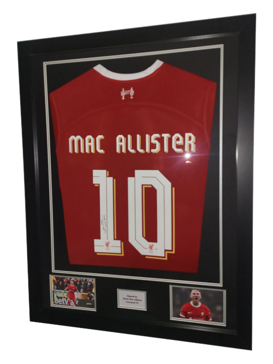 Alexis Mac Allister Hand Signed Liverpool FC Home 2023/2024 Framed Shirt with COA and LFC numbers