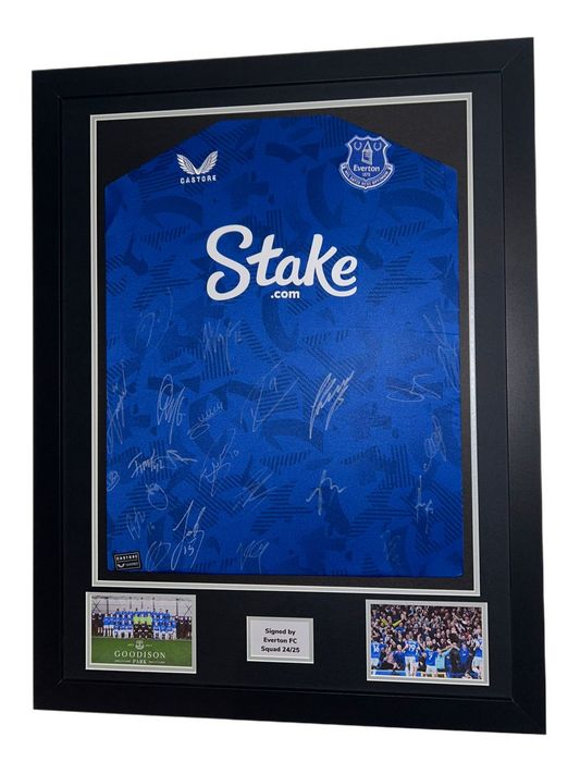 Squad Signed Everton Home 2024/25 Framed Shirt with COA