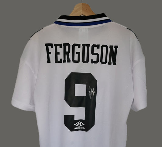 Duncan Ferguson Hand Everton Away 1994/1995 Shirt with COA