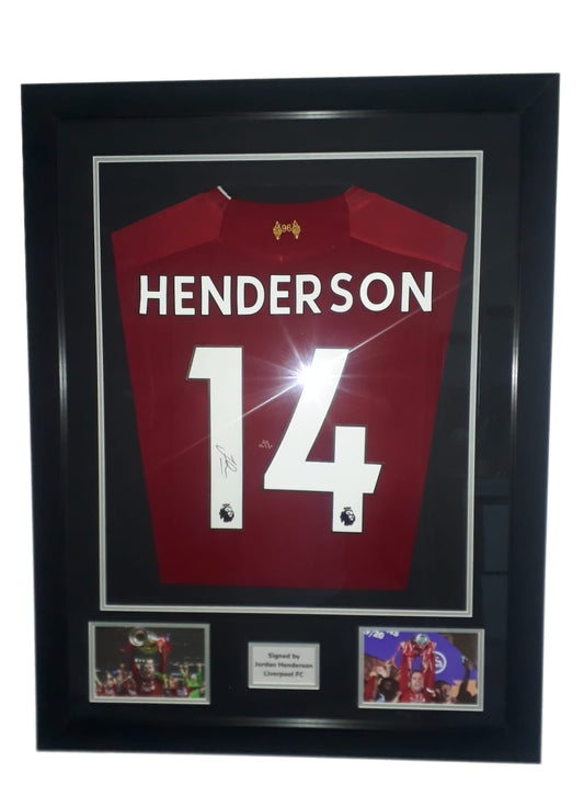 Jordan Henderson Hand Signed Liverpool League Winning Framed Shirt