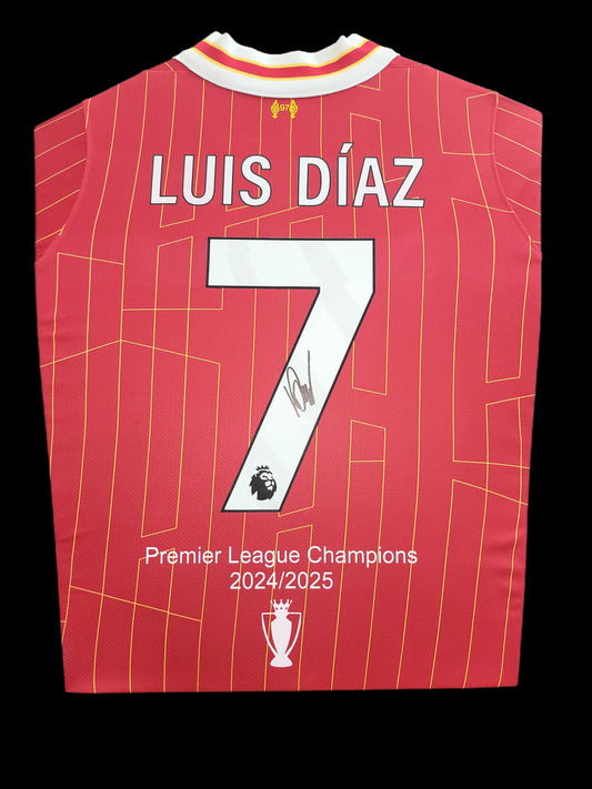 Luis Diaz Hand Signed Liverpool FC Home 2024/25 Framed Shirt with COA