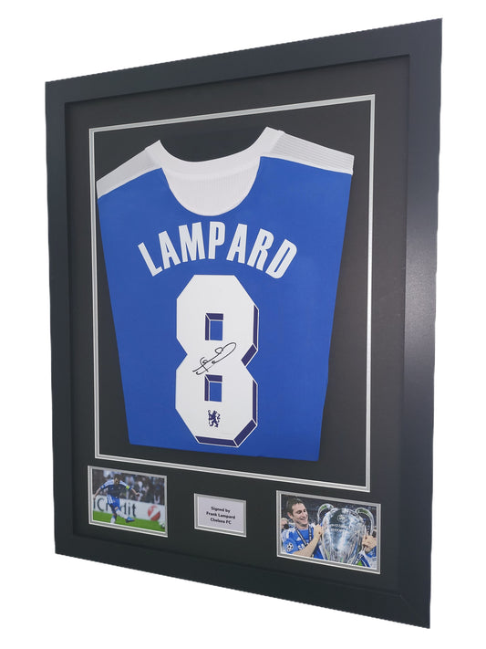 Frank Lampard signed Chelsea 2012 Champions League Framed Shirt with COA slight crack