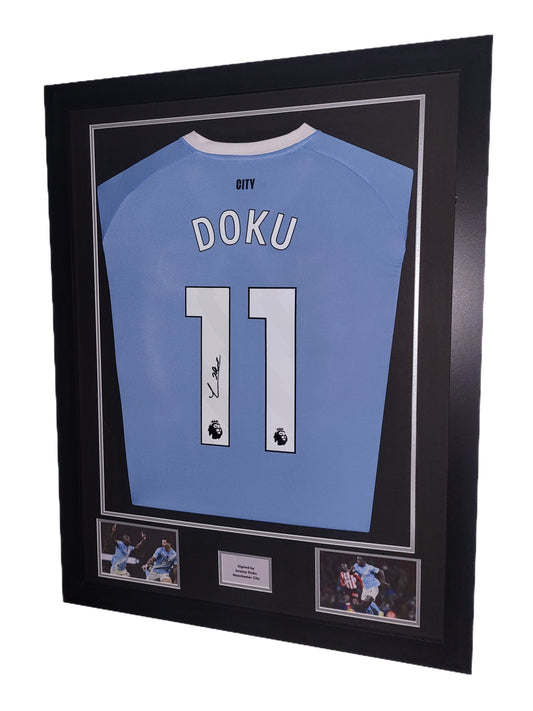 Jeremy Doku Manchester City 2025/26 signed Framed Shirt with COA