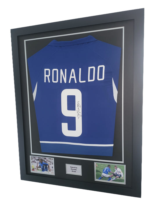 Ronaldo Hand Signed Brazil Away Framed Shirt with COA