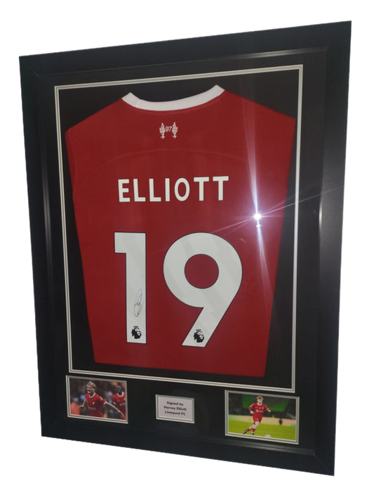 Harvey Elliott Hand Signed Liverpool FC Home 2023/2024 Framed Shirt with COA