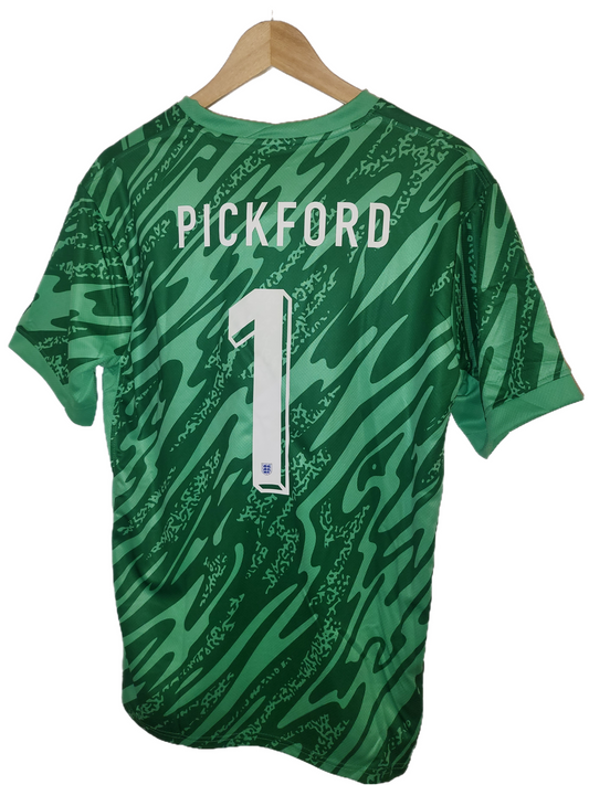 Jordan Pickford Hand Signed England Green Euro 2024 Framed Shirt with COA