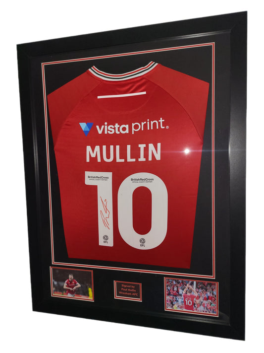 Paul Mullin Hand Signed Wrexham Home 2023/24 Framed Shirt