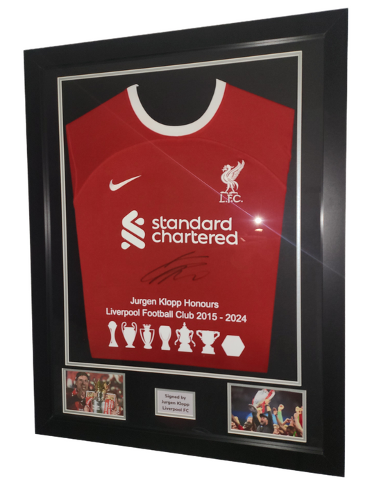 Jurgen Klopp Hand Front Signed Liverpool Home 2023/24 Framed Shirt with COA and Honours