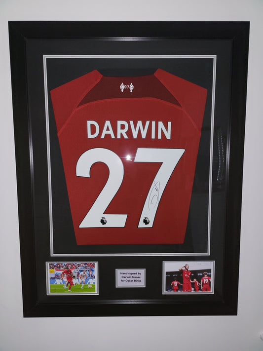 Darwin Nunez Hand Signed Liverpool Home 2022/23 Framed Shirt with COA