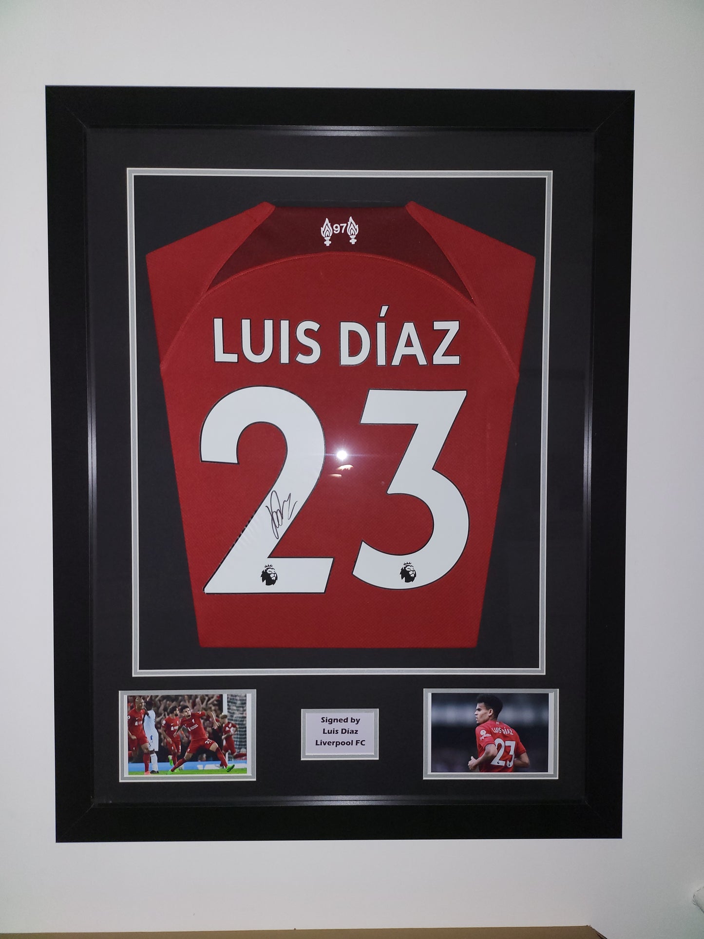 Luis Diaz Hand Signed Liverpool Home 2022/23 Framed Shirt with COA