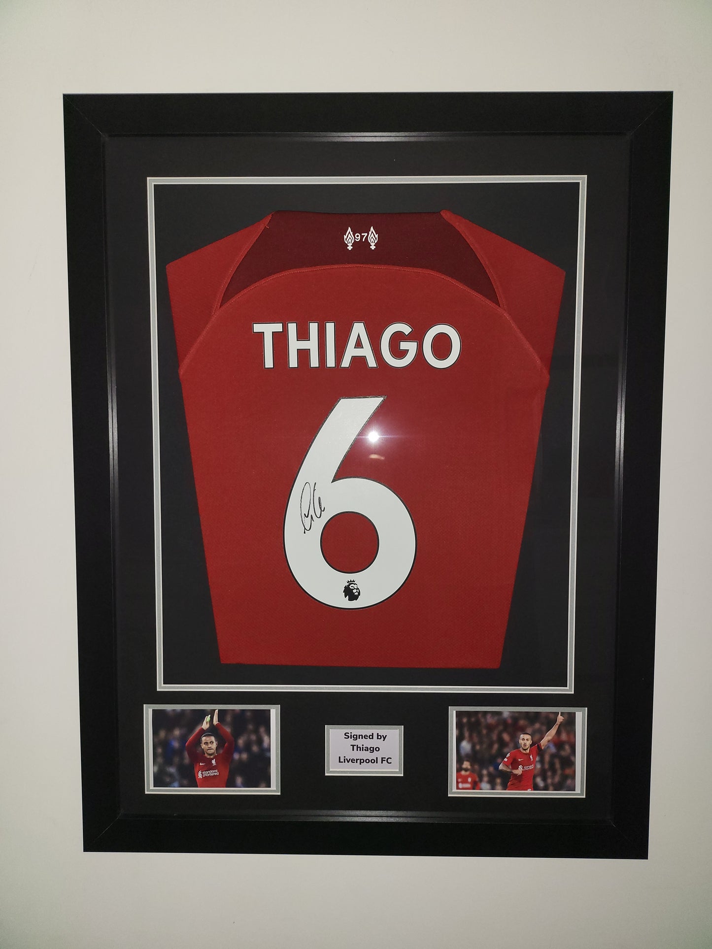 Thiago Hand Signed Liverpool Home 2022/23 Framed Shirt with COA