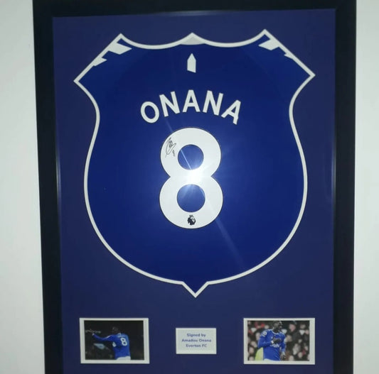 Onana Crest Style Hand Signed Everton Home 2022/23 Framed Shirt